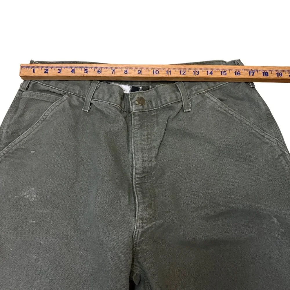 Vintage Carhartt Mens Flannel-Lined Original Fit Work Pants 34x31 Green Cotton‎